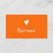Minimalist Sunset Orange White Heart Barber Name Visitekaartje (Voorkant)