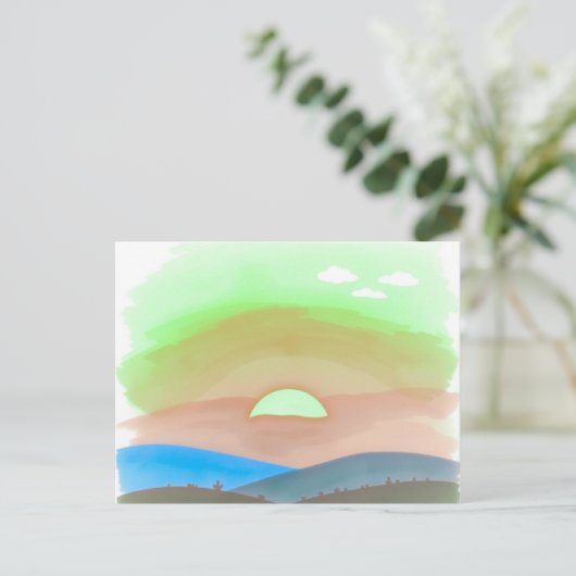 Minimalist Sunset Postcard  Briefkaart (Staand voorkant)