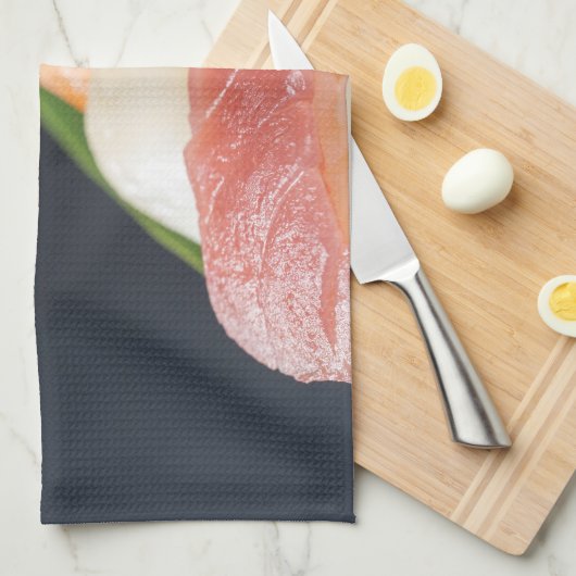 Minimalist Sushi on Bamboo Leaf Theedoek (Quarter Fold)