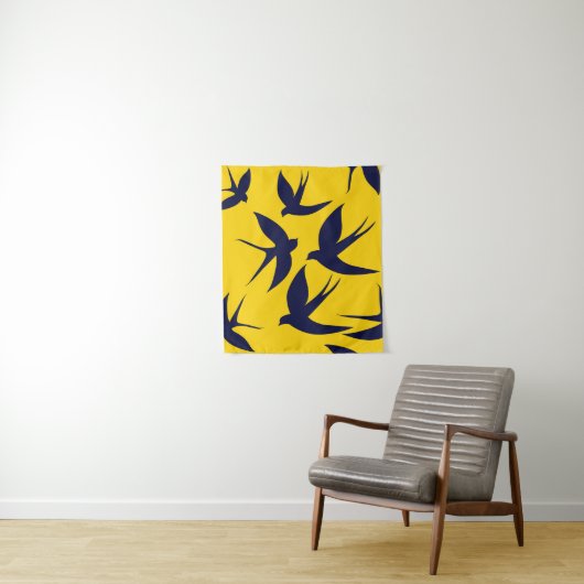 Minimalist Swallow Small (34" x 40") Tapestry Wandkleed (In situ)