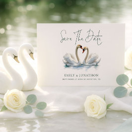 Minimalist Swan Script Wedding Save The Date