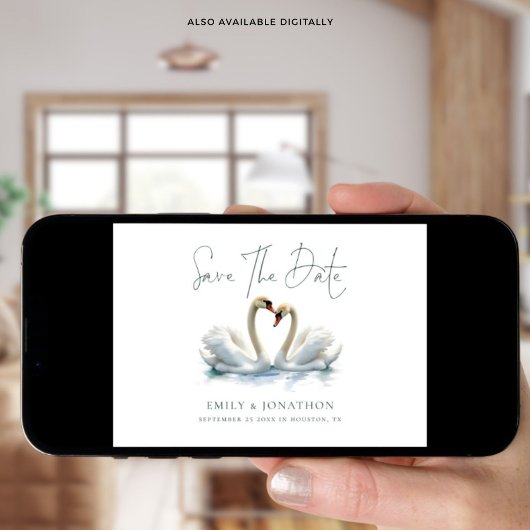 Minimalist Swan Script Wedding Save The Date