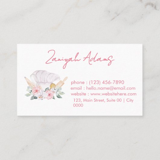 Minimalist Sweet Floral Charming Zacht Ivoor Roze Visitekaartje (Achterkant)