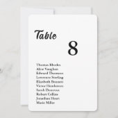 Minimalist Table Number & Integrated Guest List  Kaart (Voorkant)