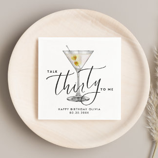 Minimalist “Talk Thirty to Me” Martini Glass 30th Servet