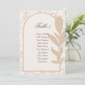 ​Minimalist Tan Botanical Arch Seating Chart Card Kaart (Staand voorkant)