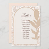 ​Minimalist Tan Botanical Arch Seating Chart Card Kaart (Voorkant / Achterkant)