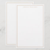 Minimalist Tan Monogram Two Border Briefpapier (Voorkant / Achterkant)