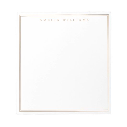 Minimalist Tan Monogram Two Border Notitieblok (Voorkant)