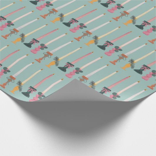 Minimalist Tapered Candles Light Blue Wrapping Pap Cadeaupapier (Hoek)