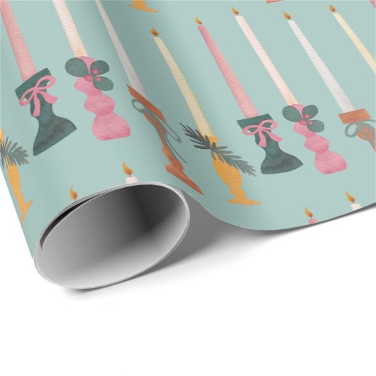 Minimalist Tapered Candles Light Blue Wrapping Pap Cadeaupapier (Rol Hoek)