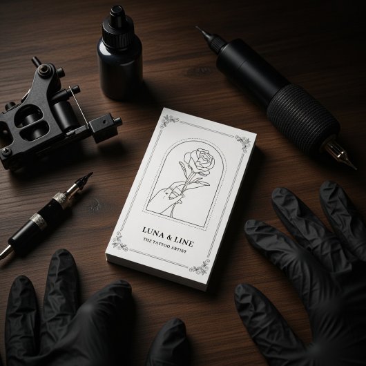 Minimalist Tattoo Artist Card with QR Code Visitekaartje
