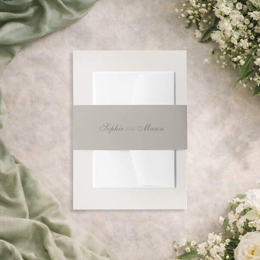 Minimalist Taupe Wedding Uitnodigingen Wikkel