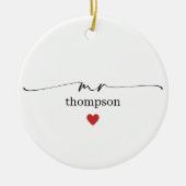 Minimalist Teacher Name Ornament with Heart (Voorkant)