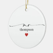 Minimalist Teacher Name Ornament with Heart (Links)