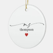 Minimalist Teacher Name Ornament with Heart (Links)