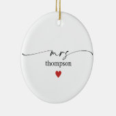 Minimalist Teacher Name Ornament with Heart (Rechts)