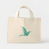 Minimalist Teal Dotted Dove of Peace Tote Bag (Voorkant)