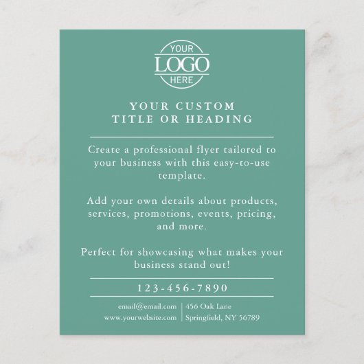Minimalist Teal Green Business Logo Promotional Flyer (Voorkant)