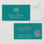 Minimalist Teal Green Scan Code Business Card Visitekaartje (Voorkant / Achterkant)