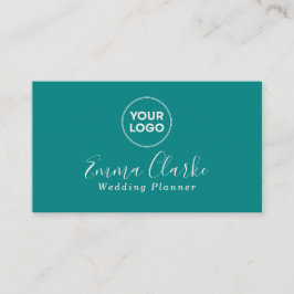 Minimalist Teal Green Scan Code Business Card Visitekaartje