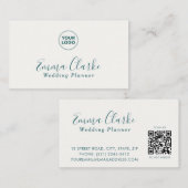 Minimalist Teal Green Scan Code Business Card Visitekaartje (Voorkant / Achterkant)