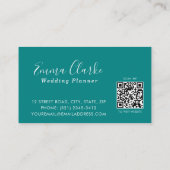 Minimalist Teal Green Scan Code Business Card Visitekaartje (Achterkant)