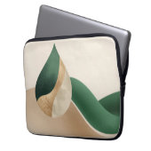 Minimalist Teardrop Wave Beige and Green Laptop Sleeve (Voorkant Links)