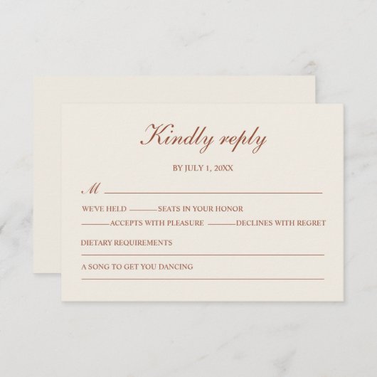  Minimalist Terraco Simple Elegant RSVP (Voorkant / Achterkant)