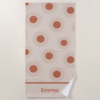 Minimalist Terracotta Abstract Boho sun custom  Strandlaken