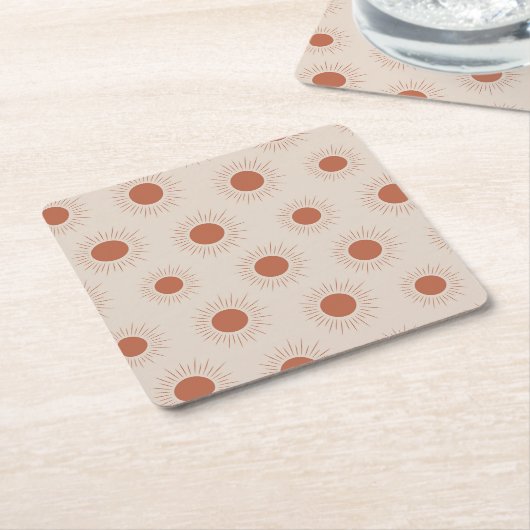 Minimalist Terracotta Abstract Boho sun pattern Kartonnen Onderzetters (Schuin)