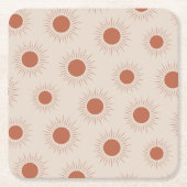 Minimalist Terracotta Abstract Boho sun pattern Kartonnen Onderzetters (Voorkant)