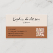 Minimalist Terracotta Brown and Cream Qr Code Visitekaartje (Achterkant)