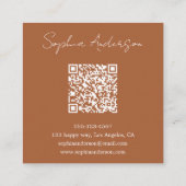 Minimalist Terracotta Qr Code Square Business Contactkaartje (Achterkant)