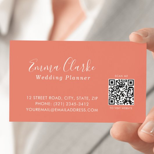 Minimalist Terracotta Scan Code Business Card Visitekaartje