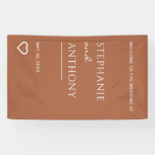 Minimalist Terracotta with Heart Modern Wedding Spandoek (Horizontaal)