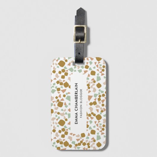 Minimalist Terrazzo Print Modern Custom   Bagagelabel (Voorkant (verticaal))