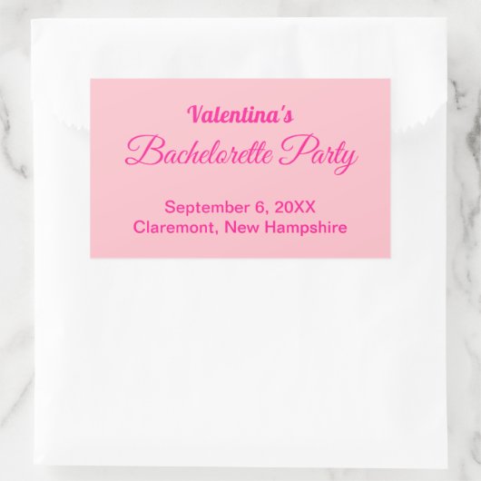 Minimalist Text-Based Pink Bachelorette Party Rechthoekige Sticker (Tas)
