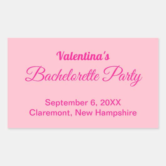 Minimalist Text-Based Pink Bachelorette Party Rechthoekige Sticker (Voorkant)