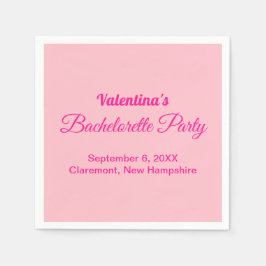 Minimalist Text-Based Pink Bachelorette Party Servet