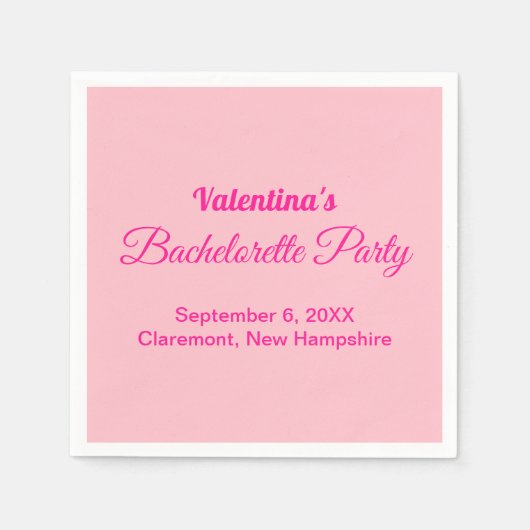 Minimalist Text-Based Pink Bachelorette Party Servet (Voorkant)