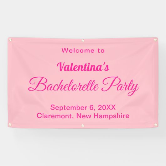 Minimalist Text-Based Pink Bachelorette Party Spandoek (Horizontaal)