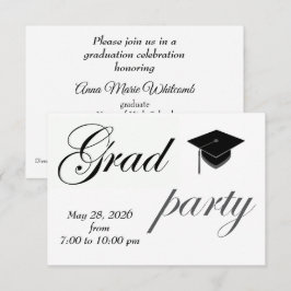 Minimalist Text High School Graduation Party  Kaart