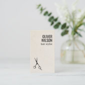 Minimalist Texture Beige Black Bold Hair Salon Visitekaartje (Staand voorkant)