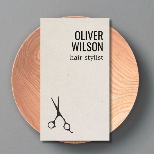 Minimalist Texture Beige Black Bold Hair Salon Visitekaartje