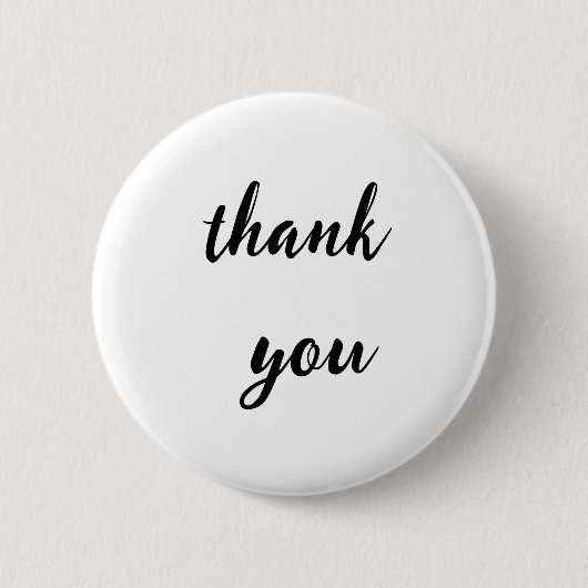 Minimalist Thank You Button Badge – Black Script o (Voorkant)