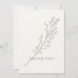 Minimalist Thank-You Card with Line Art Floral Kaart