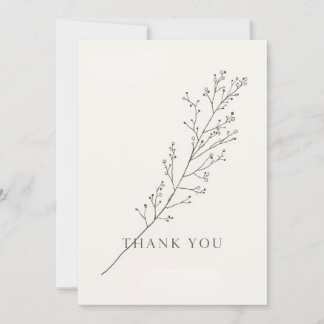 Minimalist Thank-You Card with Line Art Floral  Kaart