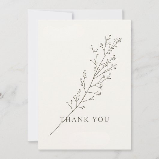 Minimalist Thank-You Card with Line Art Floral Kaart (Voorkant)