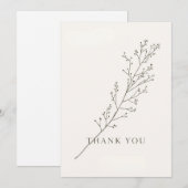 Minimalist Thank-You Card with Line Art Floral Kaart (Voorkant / Achterkant)